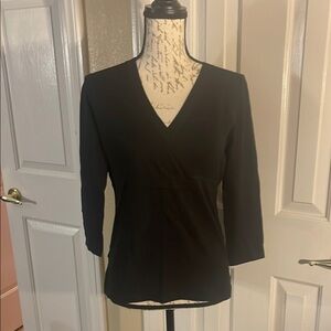LOFT Black Wrap Blouse 3/4 Sleeve - B1
